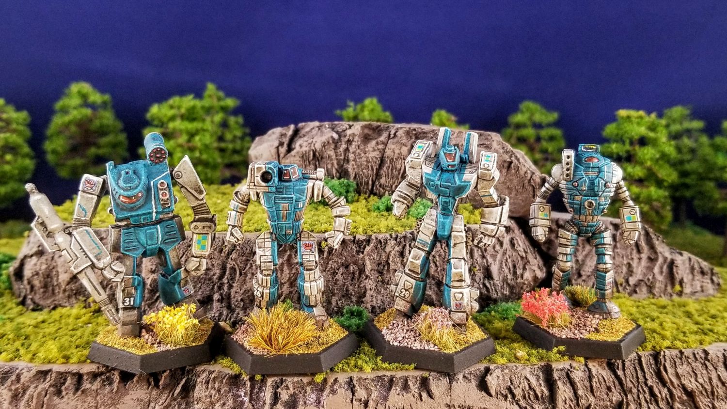 Battletech Steiner Lyran Commonwealth Buena Training Battalion Thunderbolt (TDR-5SE), Hunchback (HBK-4G), Crusader (CRD-3D), Ostroc (OSR-2C)