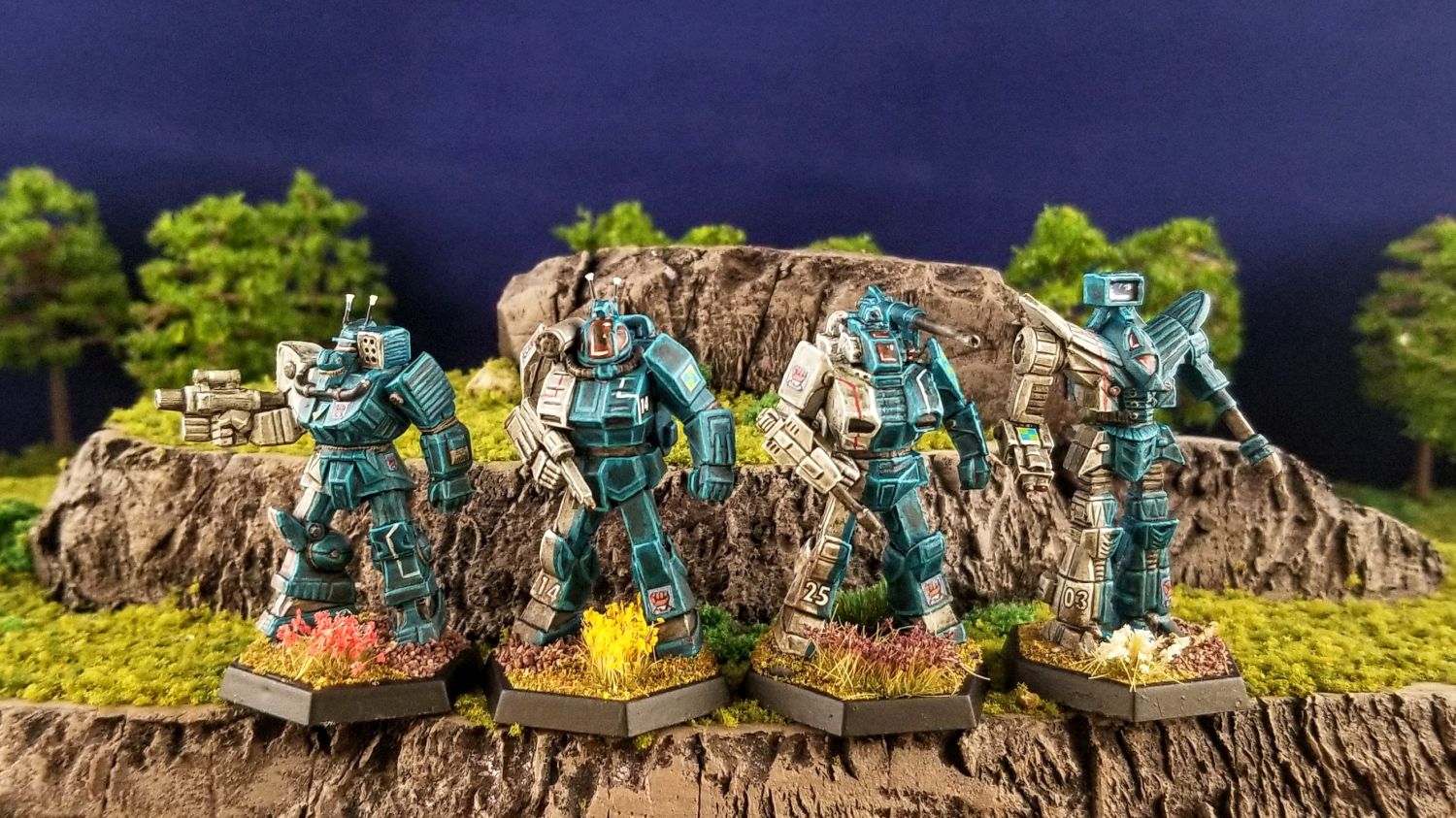 Battletech Steiner Lyran Commonwealth Buena Training Battalion Wolverine (WVR-6R), Griffin (GRF-1S), Shadow Hawk (SHD-2H), Guillotine (GLT-4L)